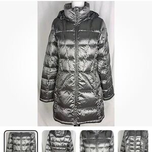 Andrew Marc Metallic Duck Down Gray Puffer Jacket